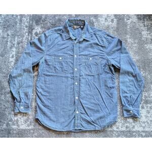 Carhartt Work In Progress Long Sleeve Button-up Clink Shirt, Blue Chambray - L